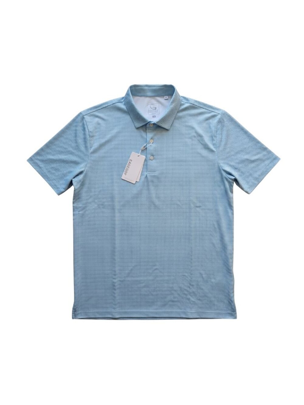 NWT | EAGEGOF Men's Blue Checked Pattern Golf Polo Shirt Short Sleeve | 2XL